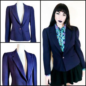 Vintage 1960s Puff Sleeve Purple Wool Blazer | 60s Evan Picone Jrs. Mod Jacket